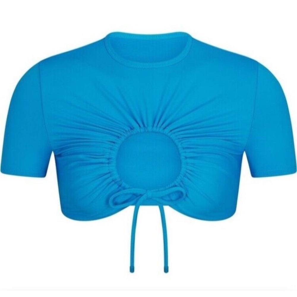 Skims Recycled Swim Ruched T-Shirt Cropped Swim Top